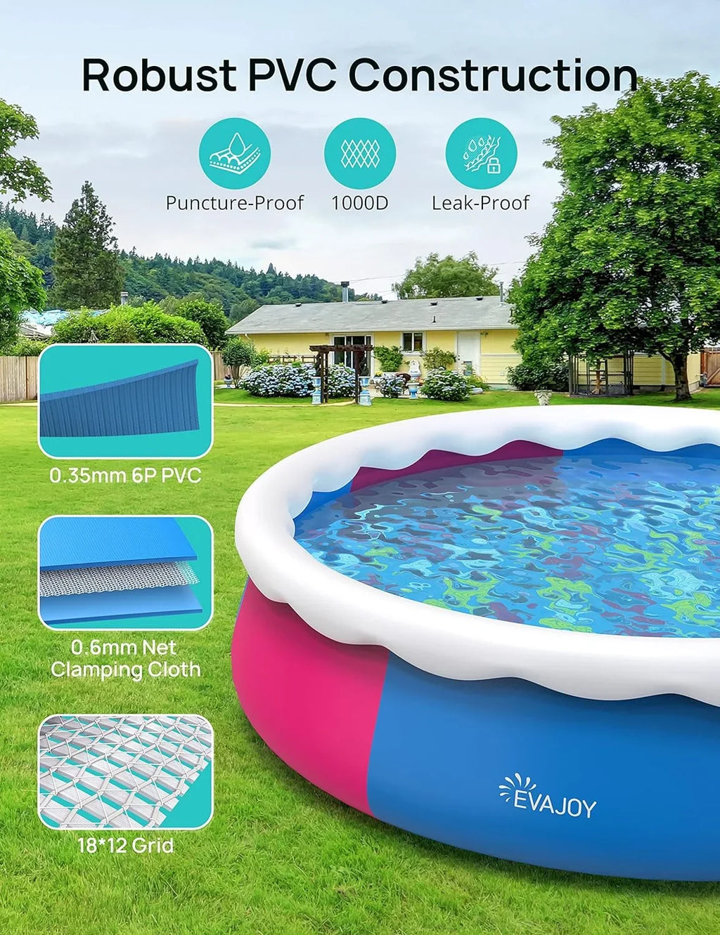 Filter Blue Pump, *35in Shield, Inflatable 7 Include Ground Cloth and Track Swimming 15ft Pool