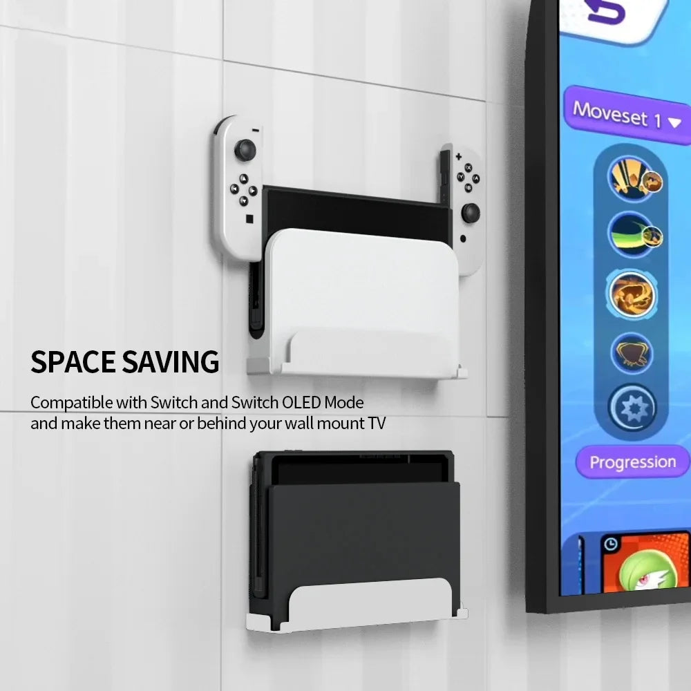 Shelf Metal Nintendo Near Wall Wall Mount Joy -White Switch , Con Behind with Switch for and Store Switch or Safely Mount Stand Console Kit Accessories Hanger,