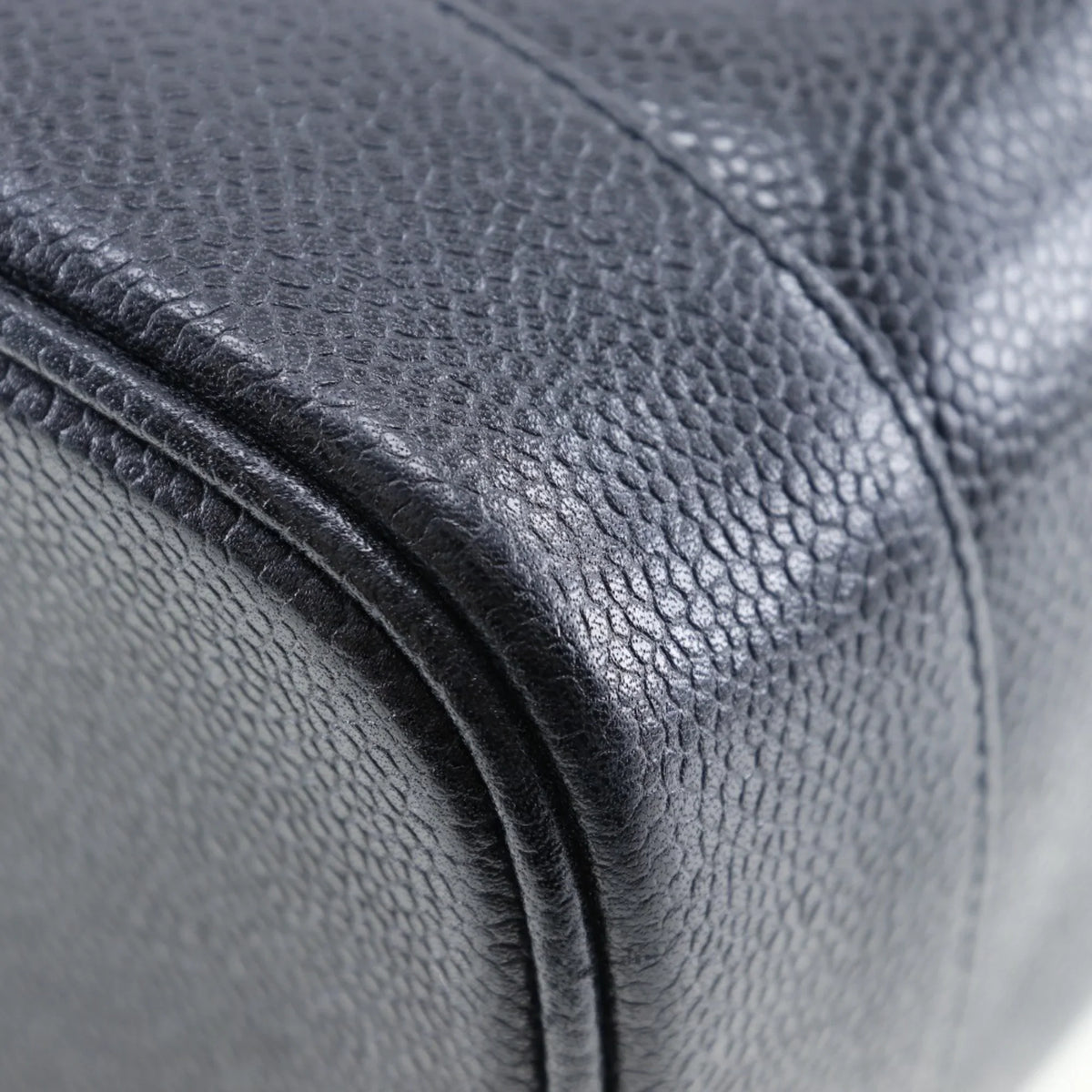 Zipper France in Coco (Good) Pre-Owned Matte Caviar Mark Vanity Made Handbag Ladies Skin Black