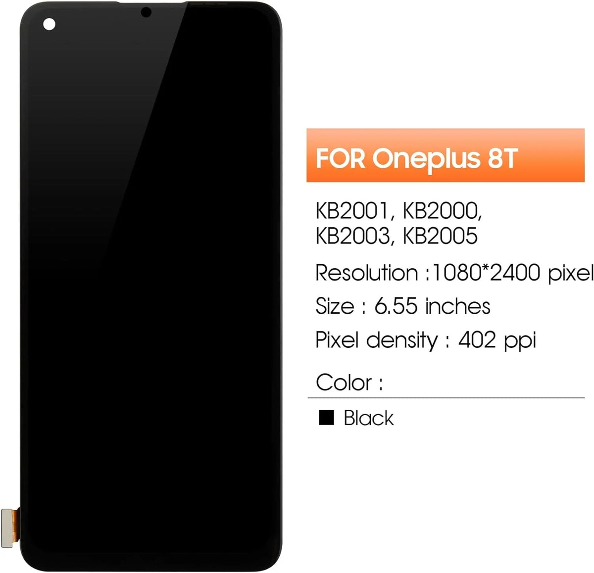 8T+ Oneplus for 8T Touch Repair KB2005 KB2003 Part Fingerprint) KB2000 Replacement Screen 5G Digitizer (Support KB2001 Display Assembly Screen