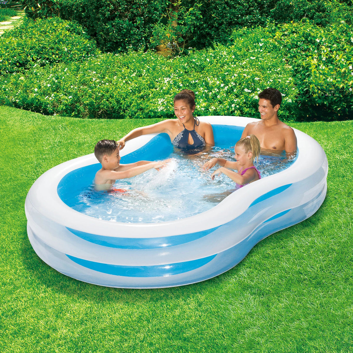 Lagoon Inflatable Unisex Pool, Play 3+, Ages Family Sidewalls, Transparent Day 8-shaped,