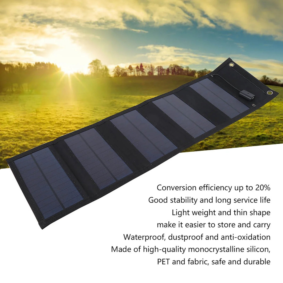 20W Mountaineering Panel Output for Moistureproof Solar Charger Power Foldable Solar
