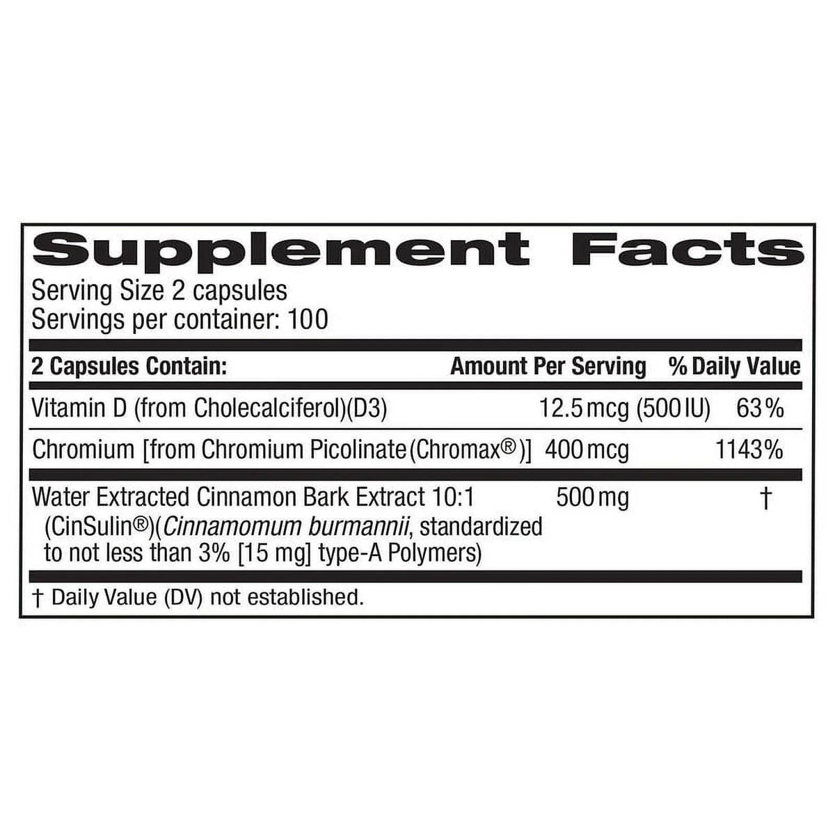 '- Trunature Advanced Vegetarian 500 200 Cinsulin Capsules Strength mg