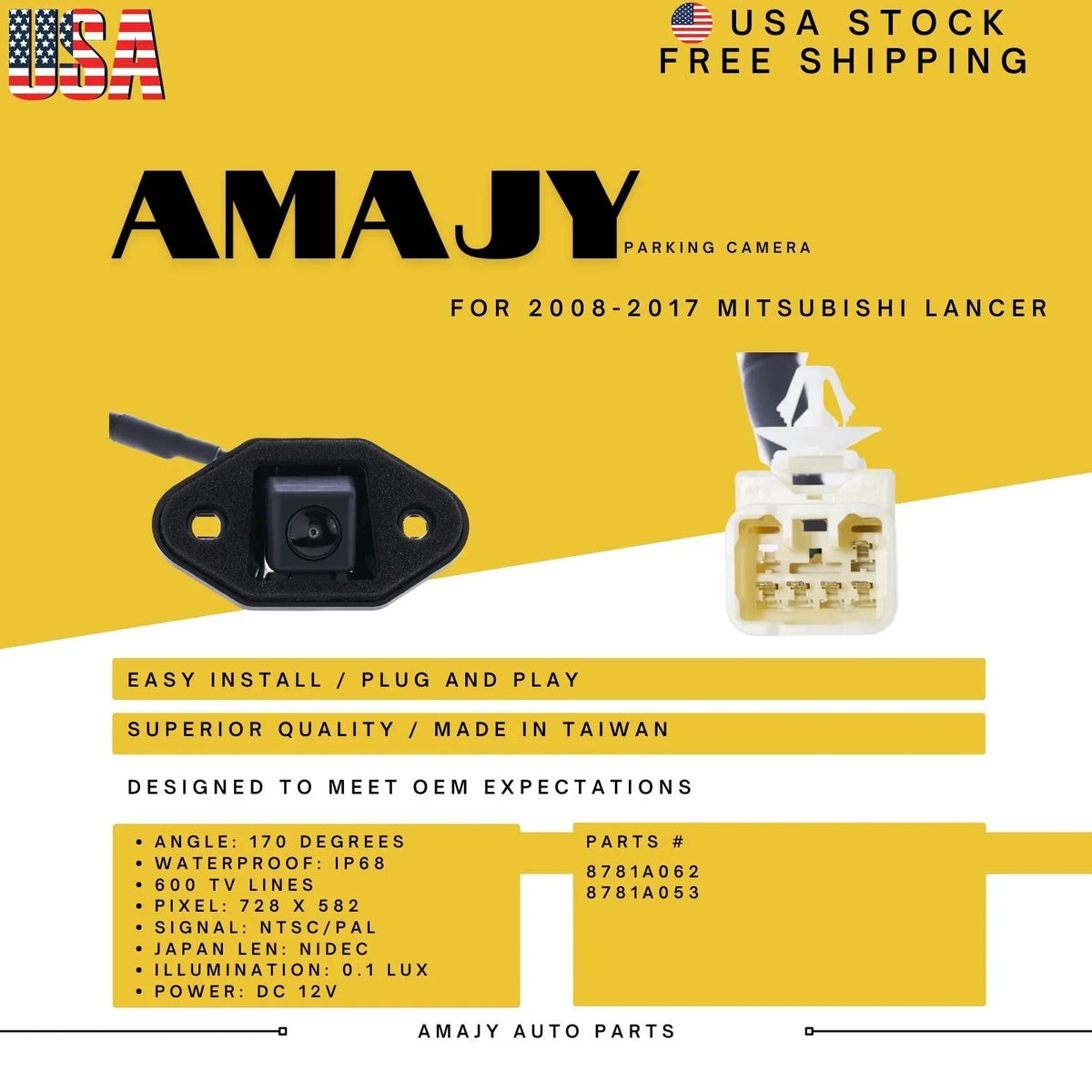 Lancer 08-17 8781A062 Mitsubishi 8781A053 for Camera Replaces Backup