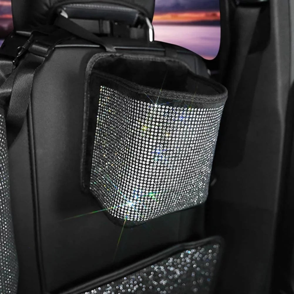 Plush,White Can,Rhinestones Pocket Handbag Between Organizer,Car Net Car Holder StorageTrash Bling Accessories Backseat eing Seat,Back Storage Car Auto Seat - Seat Bag,3-Pack