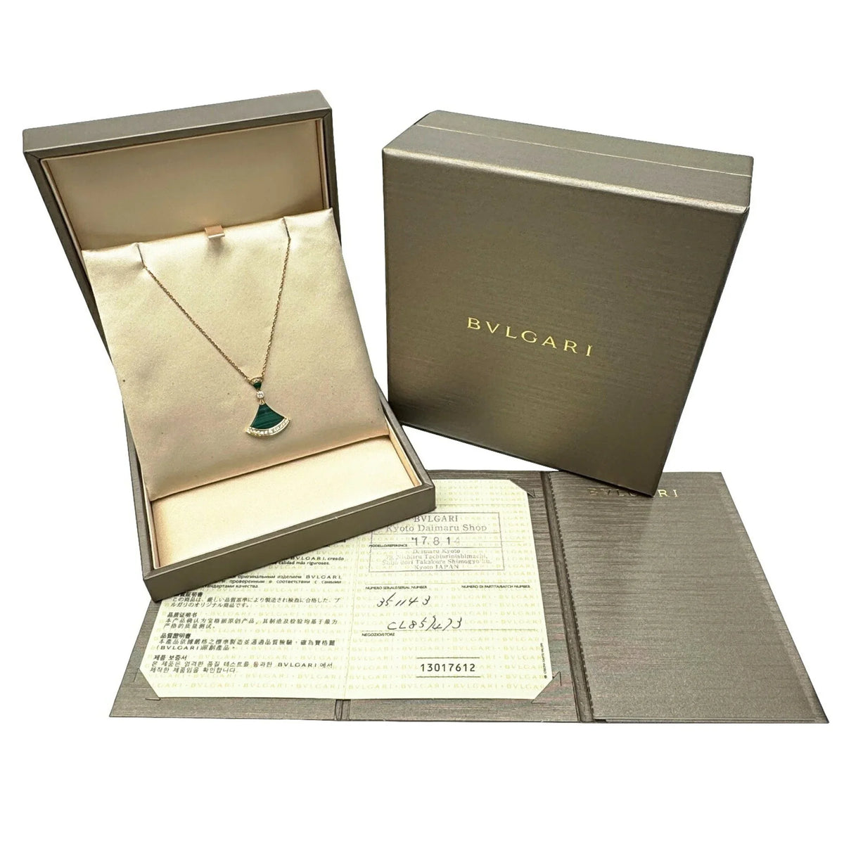 Malachite D0.28ct Pendant Gold Ladies 7.3g Pre-Owned Pink Diamond (Good) Bvlgari K18PG Dream Necklace Diva