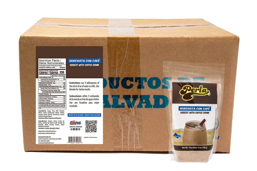 (12 of (Orgeat Coffee Horchata Perla Case Drink) Cafe con 20 Salvadorena each) with oz