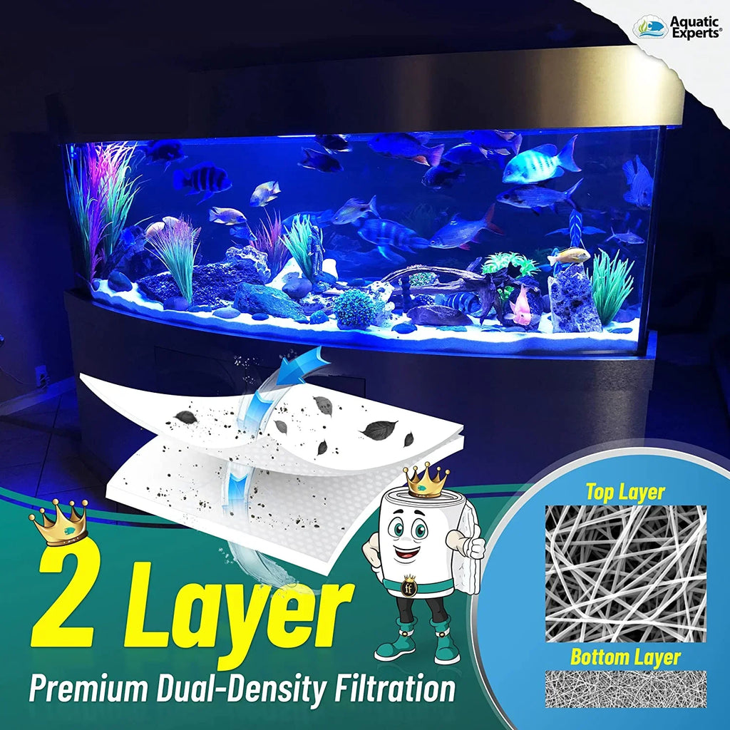 Inch to FilterFirst by 72 Inch for Crystal Filter - Floss Aquarium Filter 12 Filters, for ½ Moisture Fish Pad, Roll Aquarium Thick Filter ⅜ Aquatic by Media Experts Tank Clear
