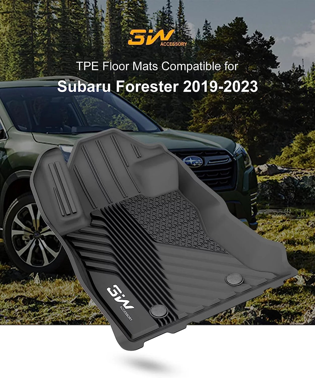 Floor Rear, Climatic and Protection 1st Subaru 2nd Forester 3W Liners Row Full Mats & Automotive Include 2019-2023 Custom Mats for All Black Floor Set Floor Front