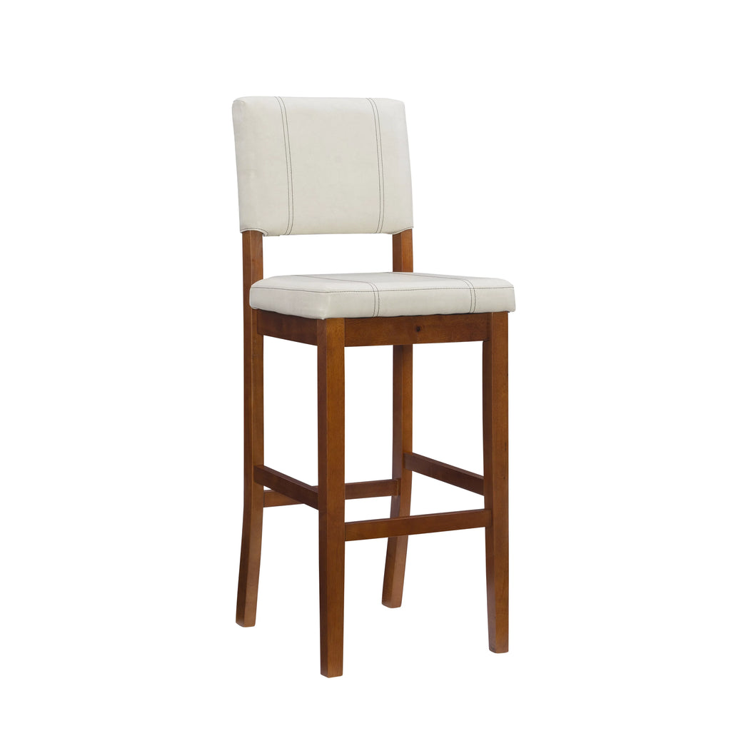 Walnut Cream Fabric Height, 30" Medium Bar Linon Stool, Finish Mulberry Padded Dark with Seat