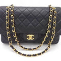 flap leather bag shoulder gold matelasse black ladies Chanel double Pre-Owned (Good)