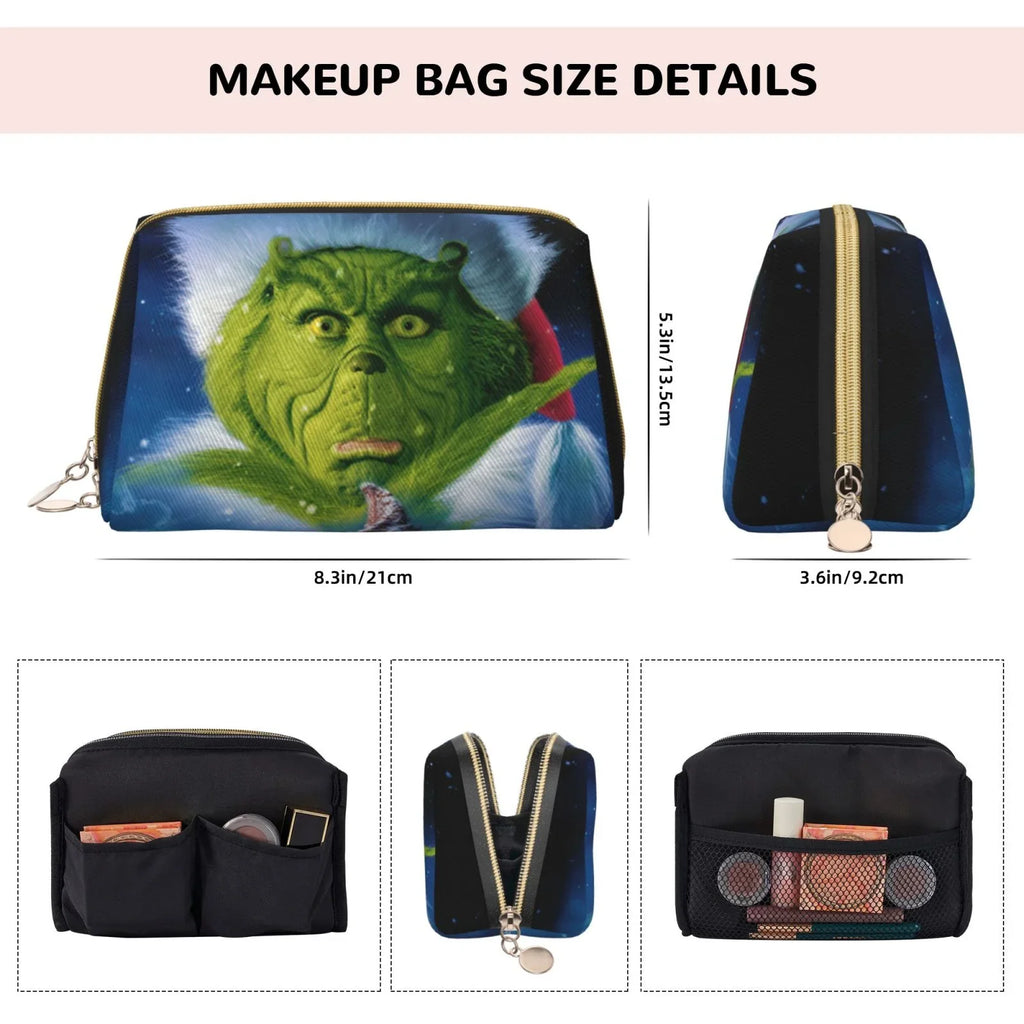 Bag Organizer Pouch The Christmas Toiletry Storage Gift Bag Cosmetic Makeup Portable Grinch Purse Travel Leather