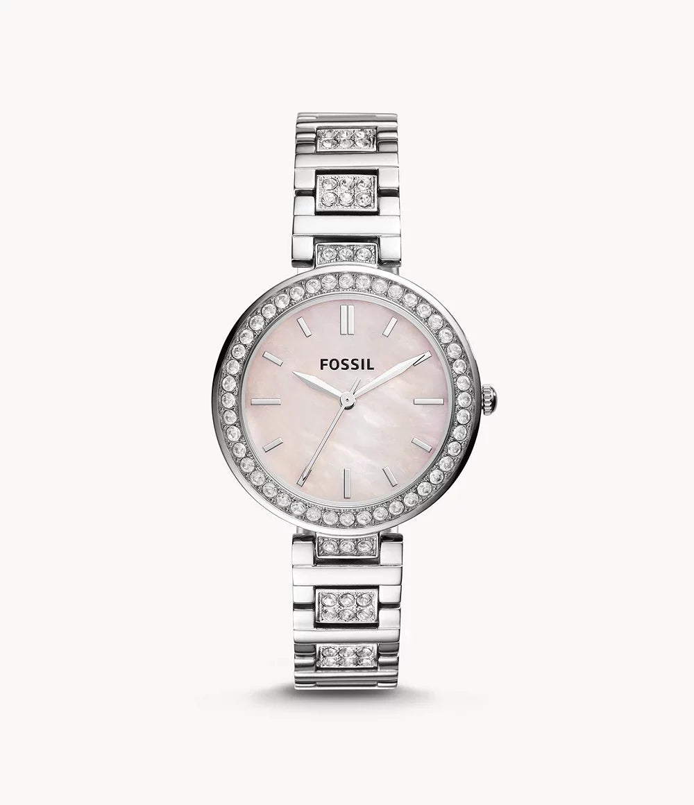Fossil Karli Stainless Three-Hand Steel BQ3182 Watch Women's