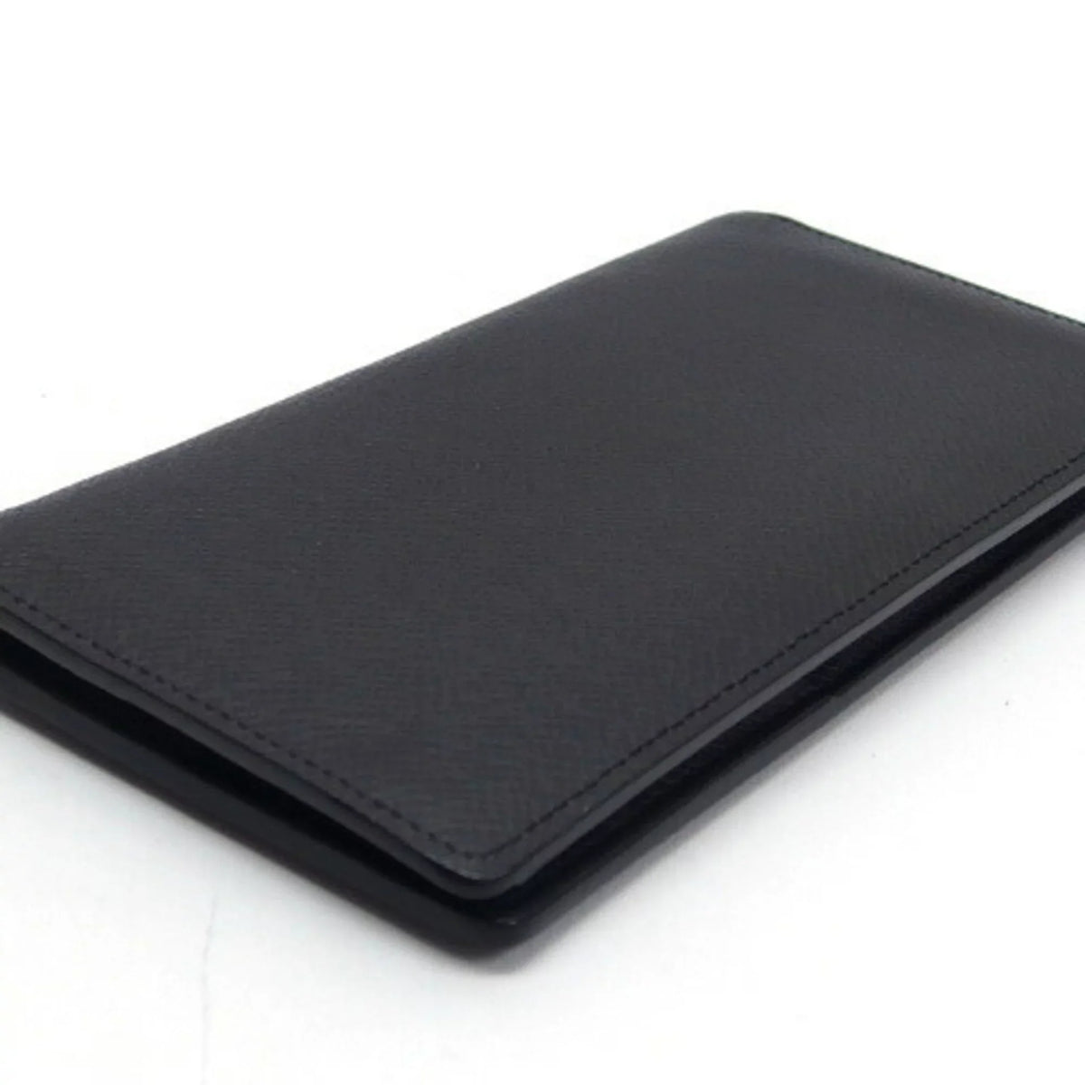 Pre-Owned Wallet (Good) Long Vuitton Black Bifold Billfold Taiga Louis