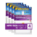 Viruses, & and 1500 4 Bacteria Air Virus Bacteria, 12, Allergen, 16x20x1, Filtrete by , Filter, Captures Filters 3M, Smart Furnace Allergens,