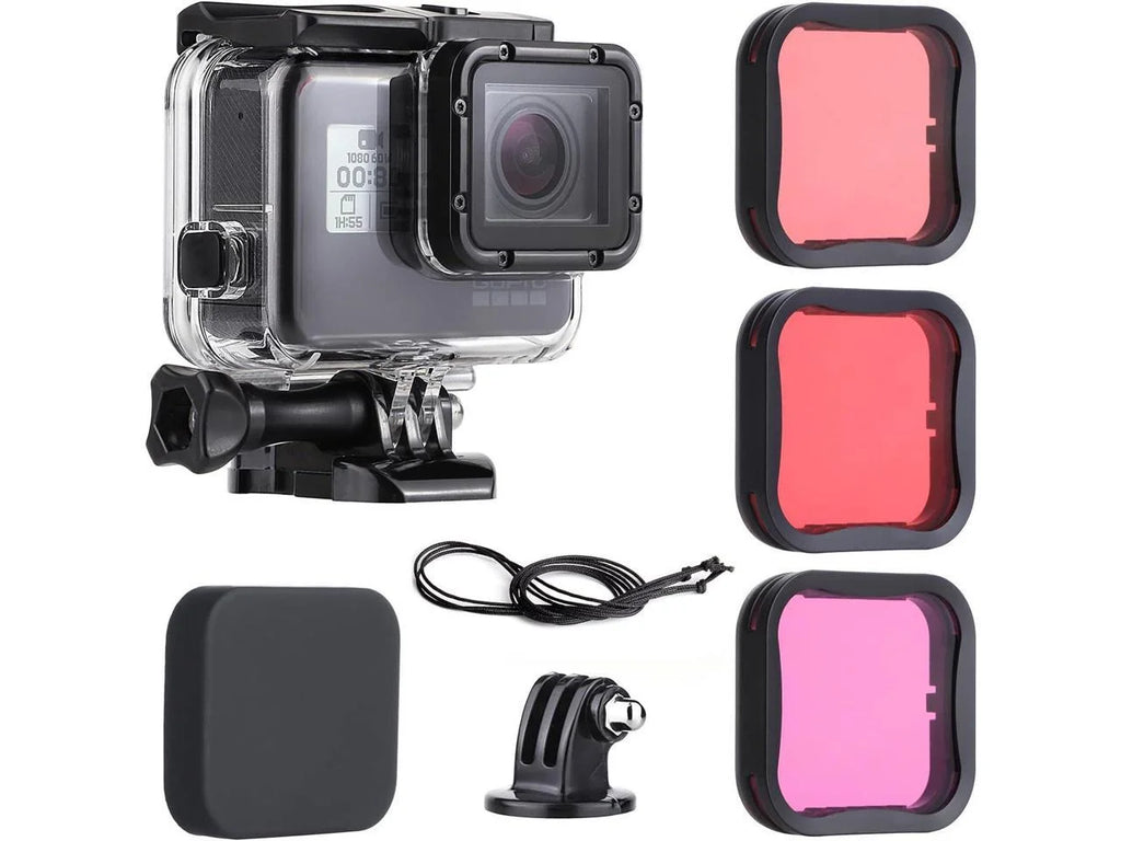 Release Thumb for Quick 6 Cap Underwater Hero Include Black Dive Dive GoPro 7 Moistureproof 3-Pack with Adapter, Lens Filters (2018) 45m Hero Buckle, - Screw, Housing 5 Case Backdoor, Tripod