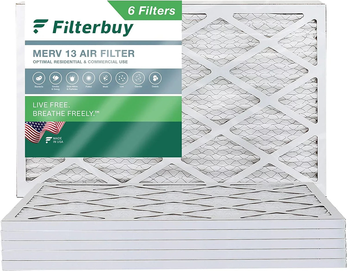 (6-Pack) Filterbuy 10x25x1 13 Air Furnace Filters Pleated