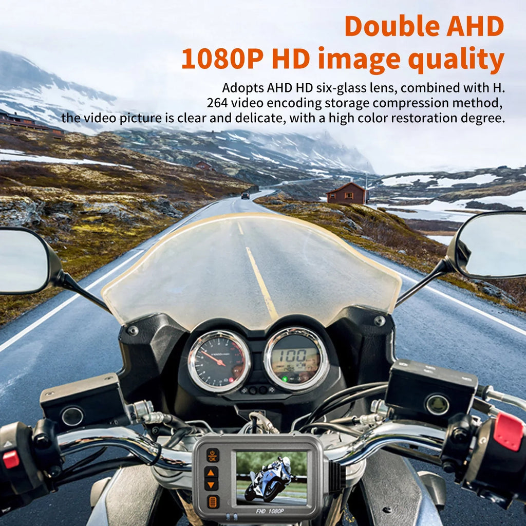 Body Timed Flameout Monitoring, Full Cam,WiFi Night Camera After Moistureproof card With Vision Motorcycle Dash Angle,Parking ,120° Motorbike 1080p storage moobody Wide Dual Recording 32G