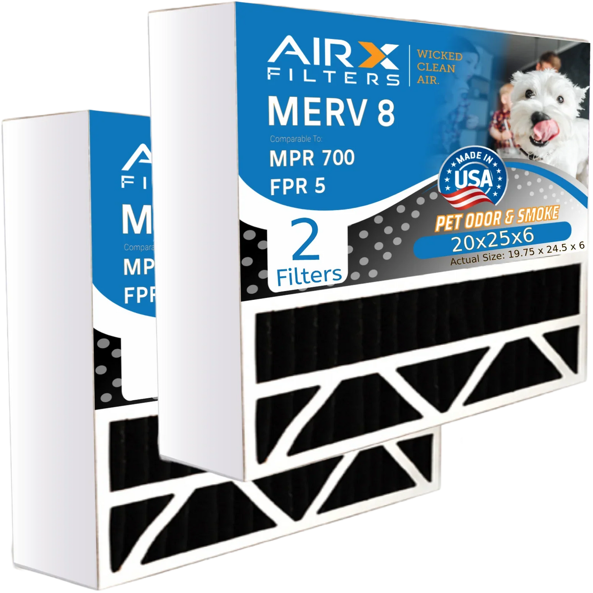 Comparable Air by . Fits 2 201 to 700 5 Odor Pack with Eliminator 8 Filter 20x25x6 Carbon & Aprilaire Filter