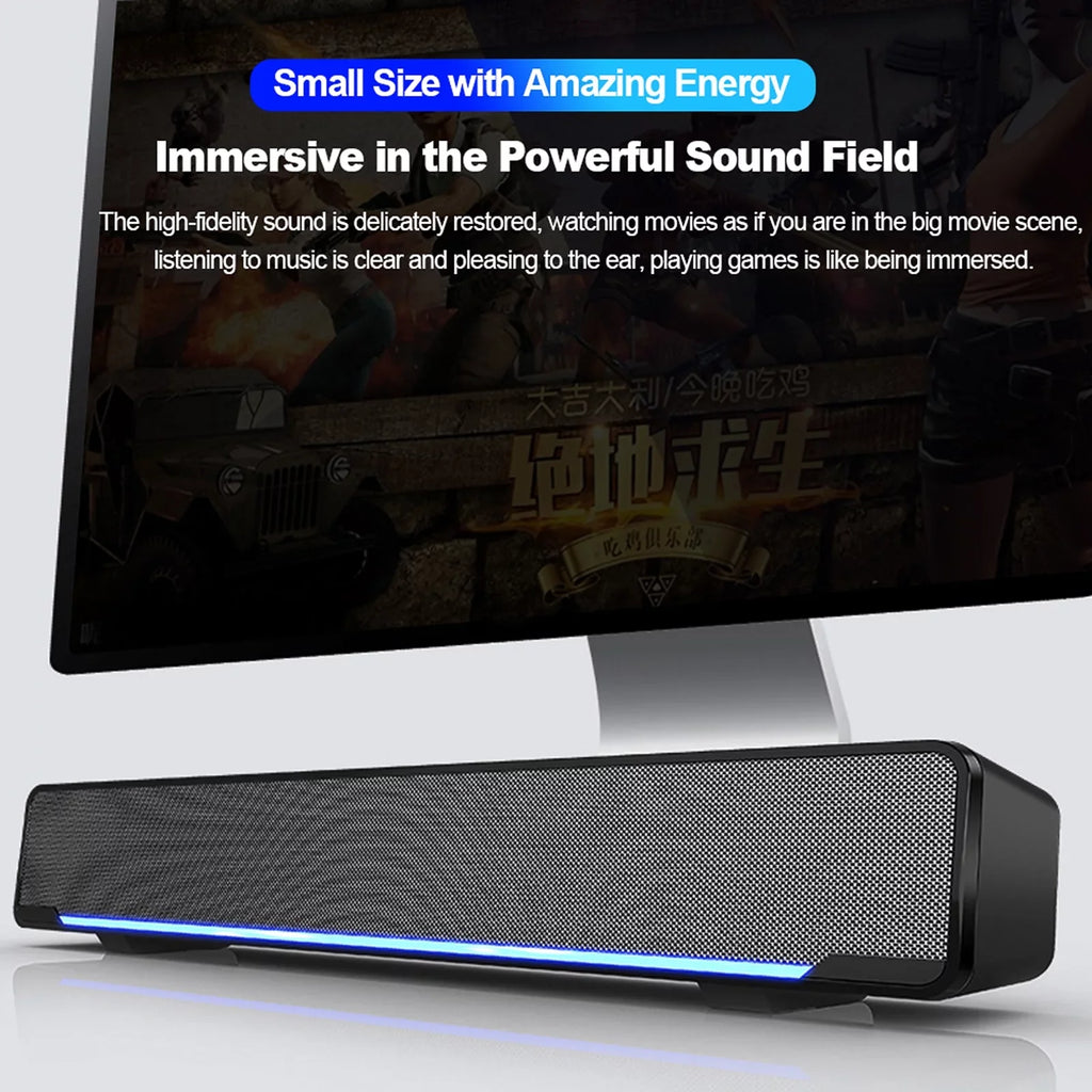 Powerful Laptop Bass Stereo Input Player Surround Computer Box MP3 Bar Speaker Tablet Smartphone Sound Subwoofer Wired 3.5mm Audio V-196 for MP4