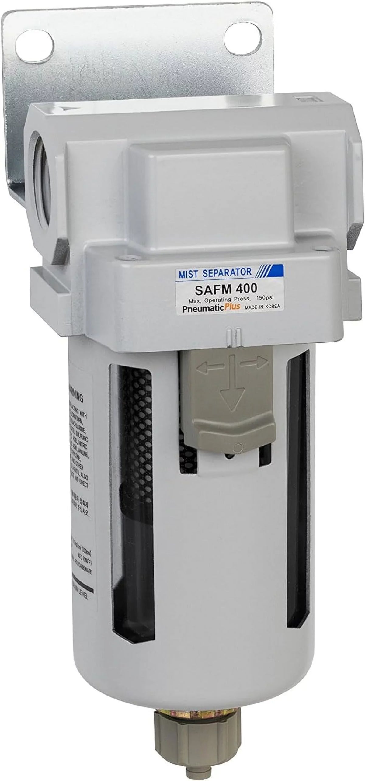 npt - air bowl, micron, 0.1 manual bracket coalescing 3/4" compressed drain, filter,
