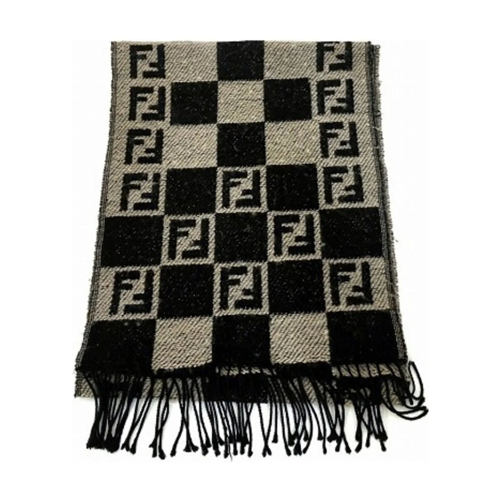 Zucca brand men's check accessory block scarf Pre-Owned (Good) pattern fringe