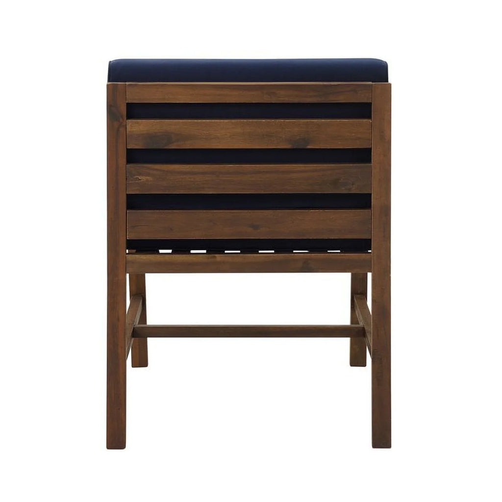 Side Brown/Navy Solid Chair Wood Modular Patio Edison Dark Acacia Blue - Walker