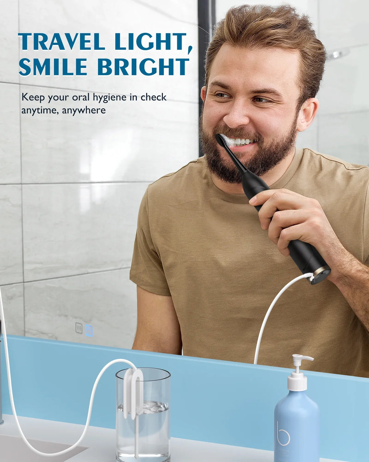 Levels Moisture Life, IPX7 Teeth, 2 5 Toothbrush Moistureproof 500ML, Gums, Toothbrush Moisture Sonic Cordless 14 - Days Flosser & Battery Electric Flosser for Combo, Braces with in 1 and