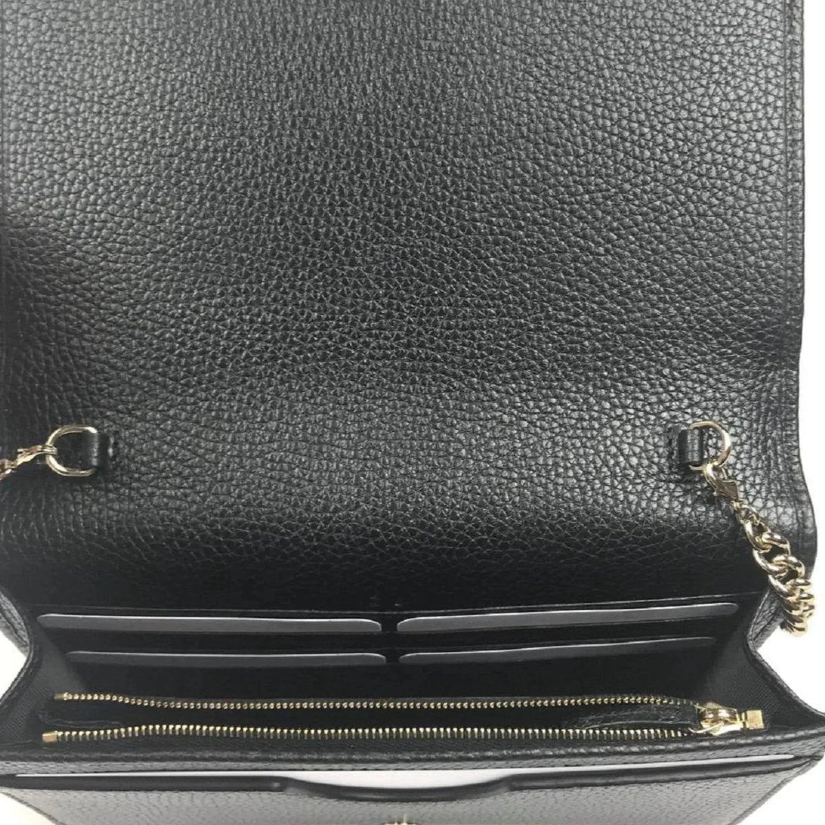 Cross on Gucci Bag Soho Leather Wallet Chain Body Black
