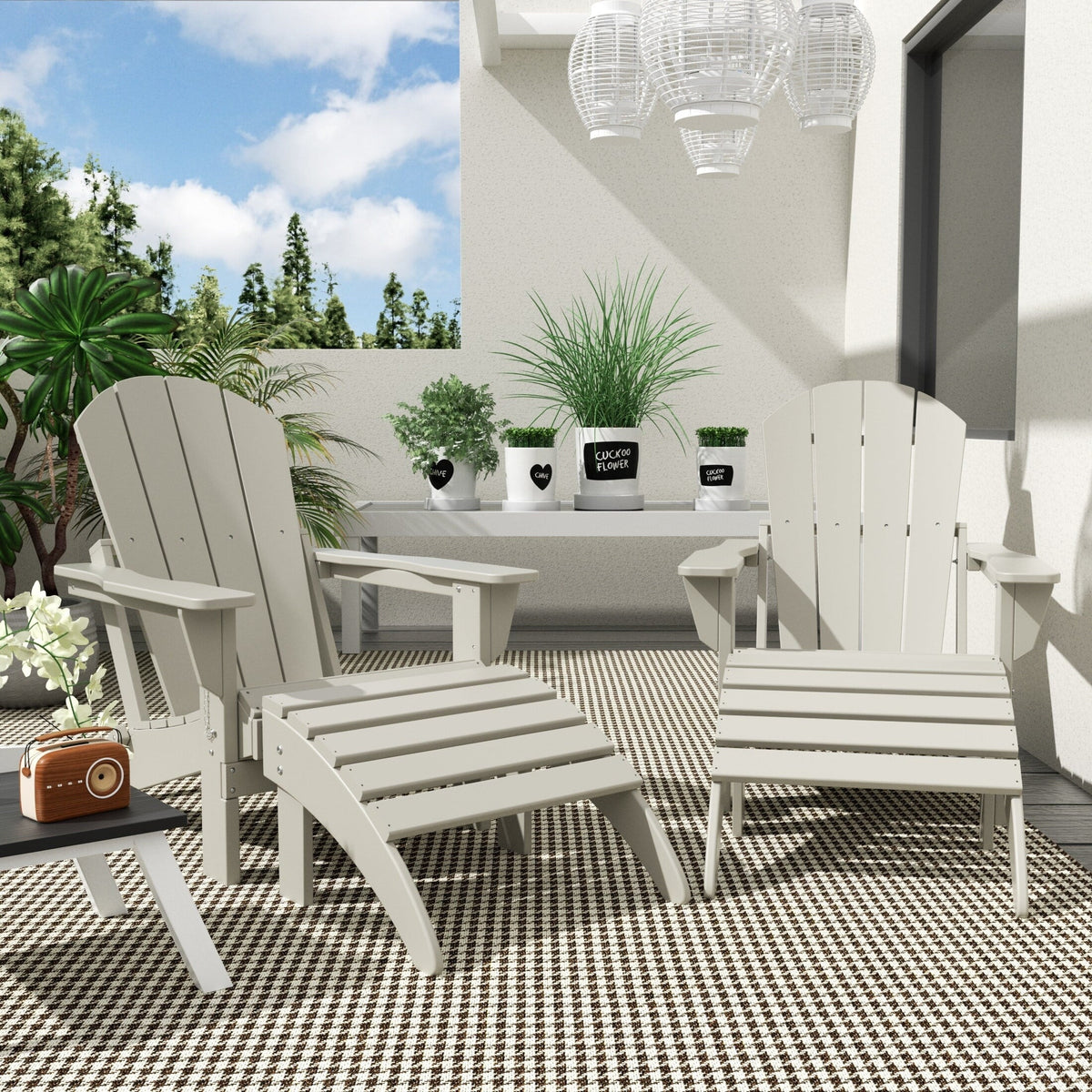 '- Conversation Outdoor Sand Laguna Set All Climatic Polytrends Chair (4-Piece) Patio Poly Adirondack