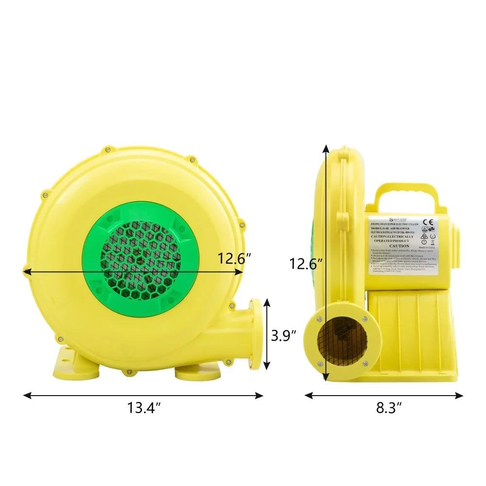 Outdoor Green for Slides, 450W Yellow Bounce Air - Safe, Moisture Fan Pump Castle, and Portable Blower, Inflatable Indoor