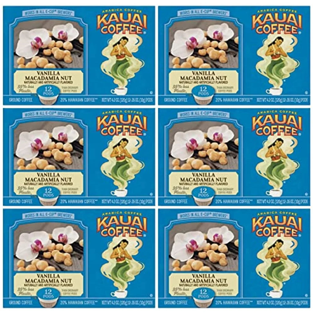 Kauai Single Macadamia Serve Pods (Vanilla 72 Nut, Cups Count) Coffee