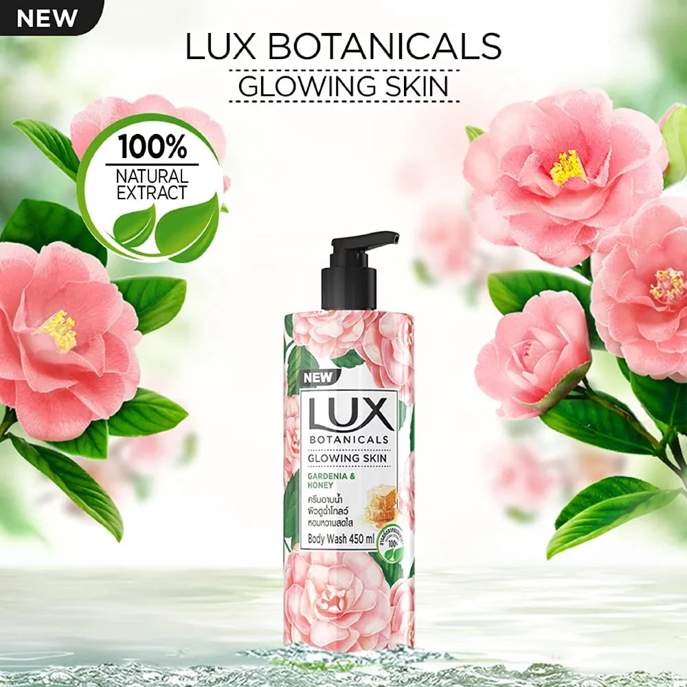 Glowing Paraben, Lux Loofah, Free Extracts, Botanicals Gel, 450 Skin Shower Natural No Ml