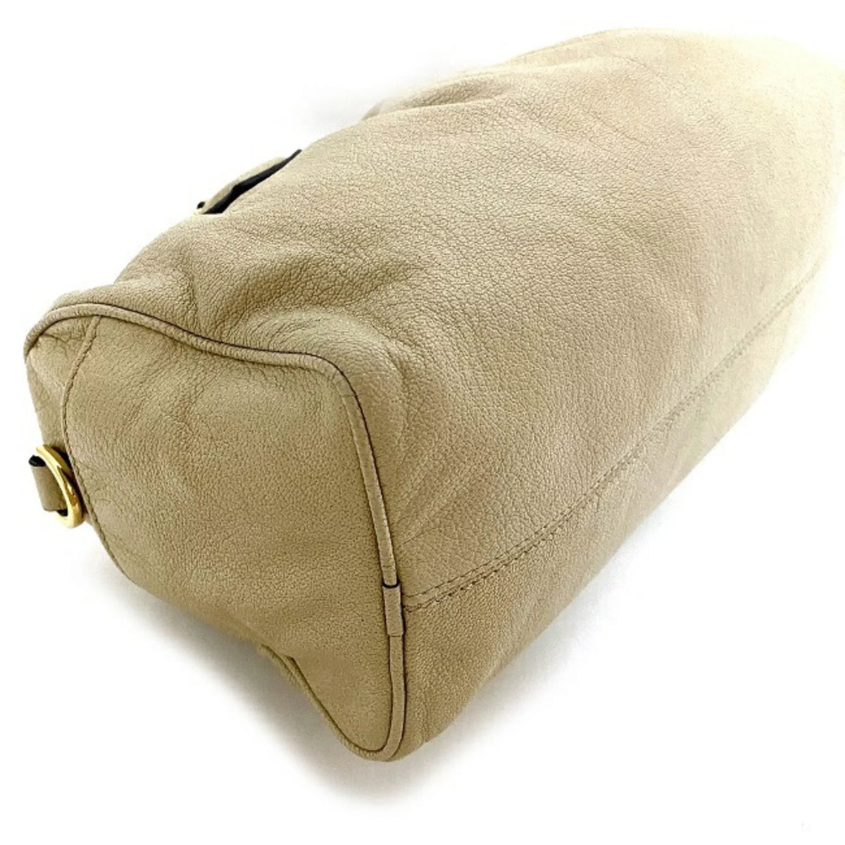 Handbag Boston Champagne Anagram Women's Pre-Owned Loewe Leather Gold (Good) Lame 2way