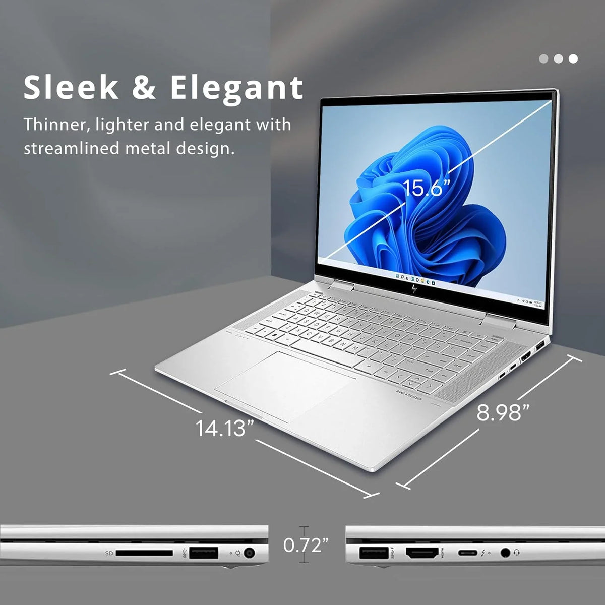 Iris , Pro, i7-1260p, , Bluetooth, x360 15.6" , 64GB Backlit Envy Card Graphics, Silver, Core Win 11 2TB Wi-Fi, Webcam, 2-in-1 32GB Xe Intel Laptop, Intel Touchscreen
