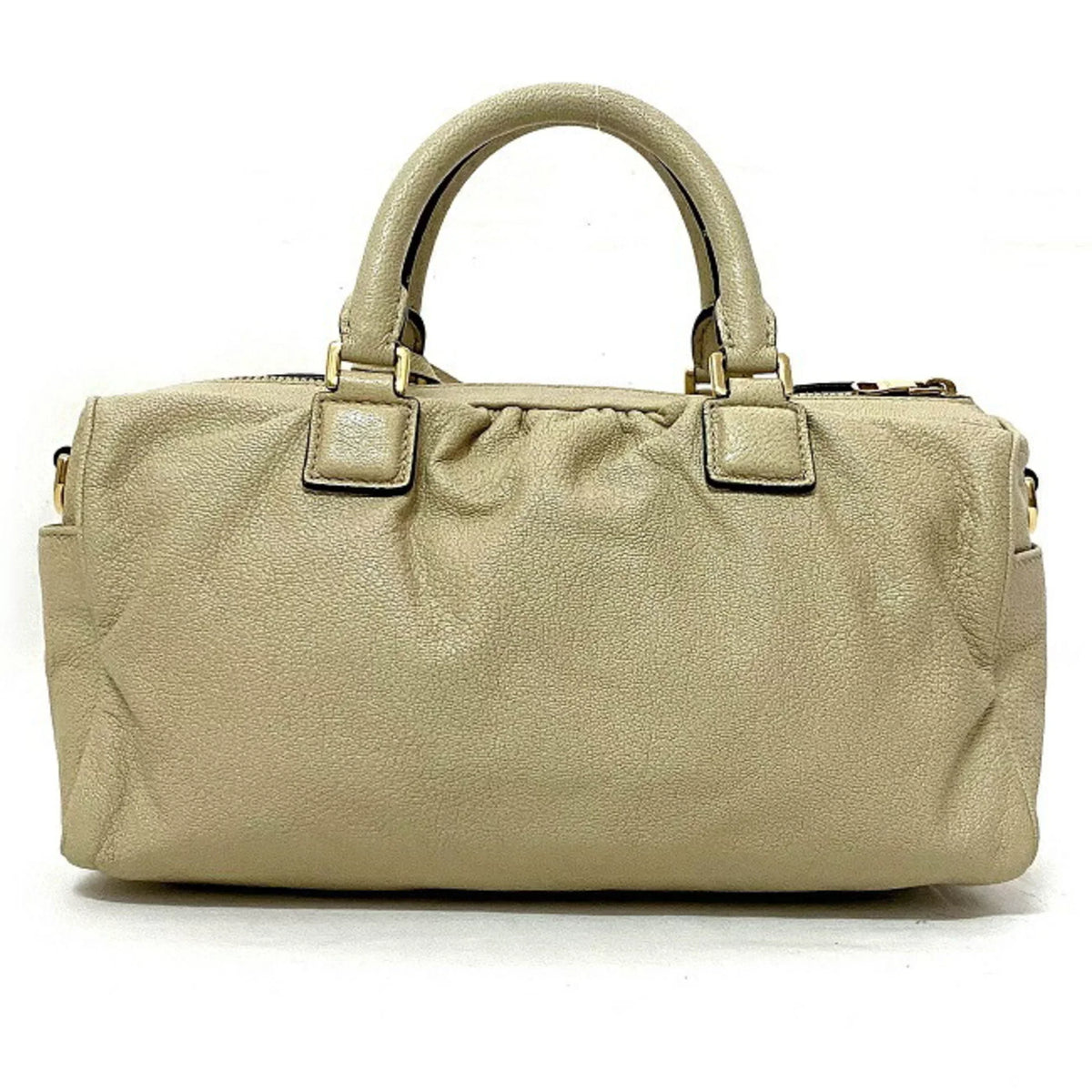 Handbag Boston Champagne Anagram Women's Pre-Owned Loewe Leather Gold (Good) Lame 2way
