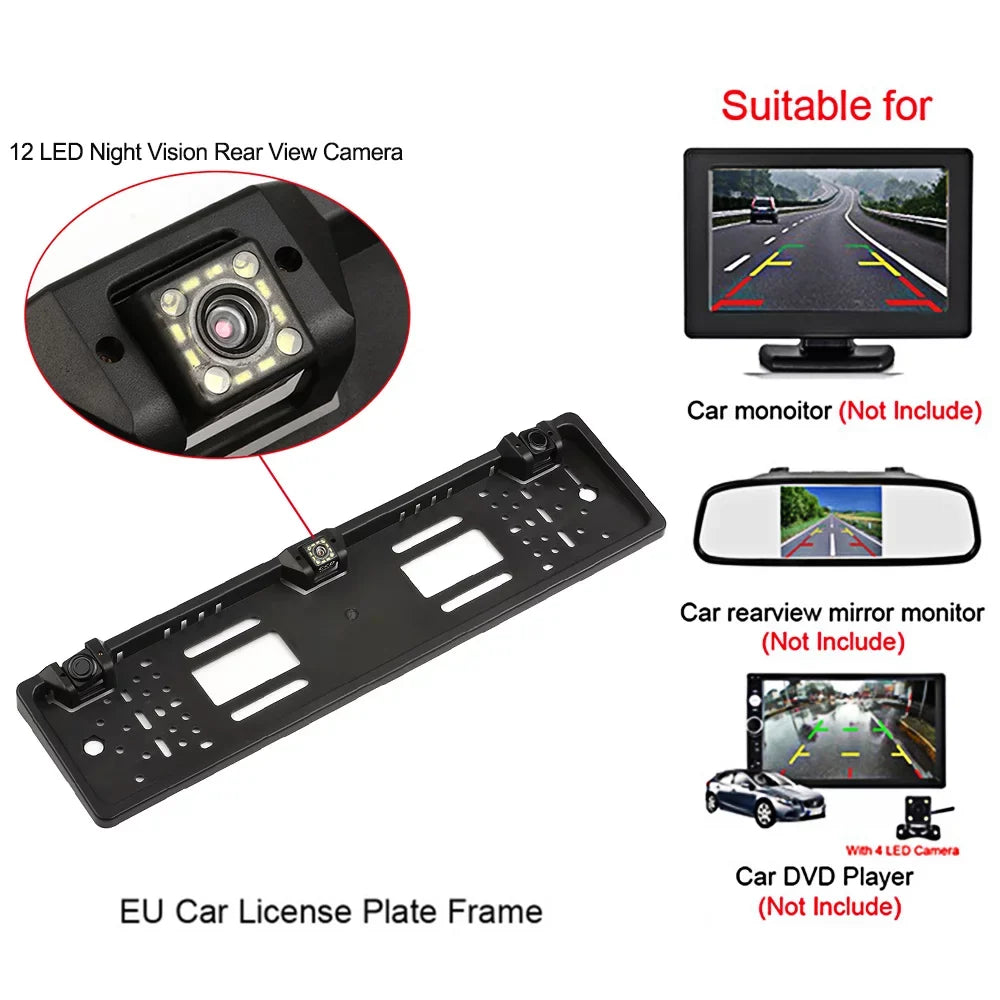 European Reversing Plate View Camera System, Camera, Rear Frame Parking Apexeon with Sensor Car Backup License
