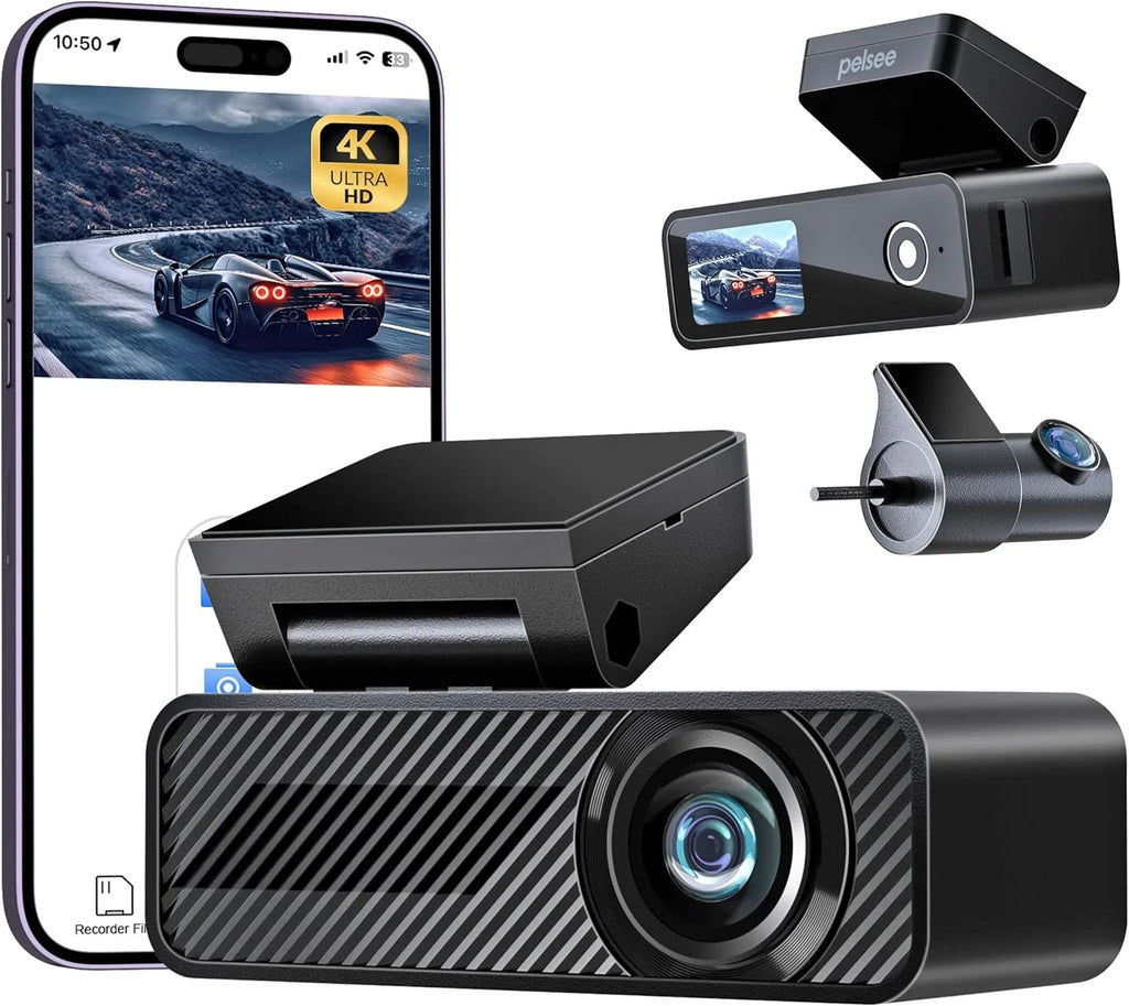 Single Cars, Parking Dash Dashcam,Night Front and Front 4K Dash Duo Wi-Fi,1.5” Rear, Camera Built-in Cam Mini Control,24H 2K/1080P Car for Dual Camera, Mode,G-Sensor,P1 Display Pelsee Vision,Voice