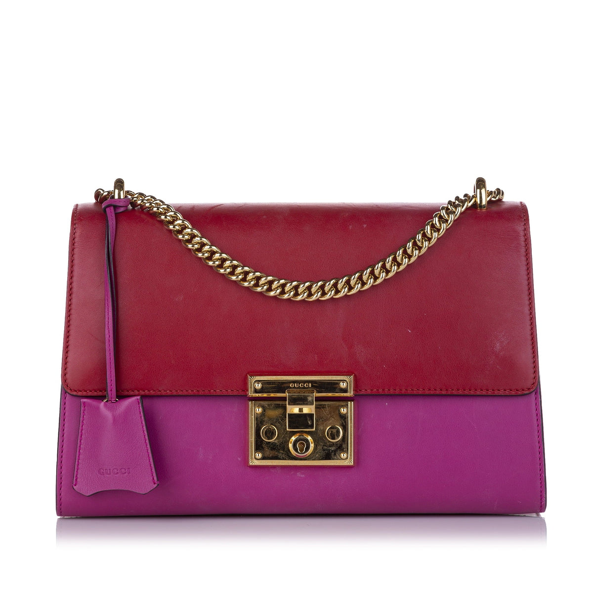 Small Women Bag (Good) Crossbody Gucci Red Pre-Owned Leather Calf Padlock
