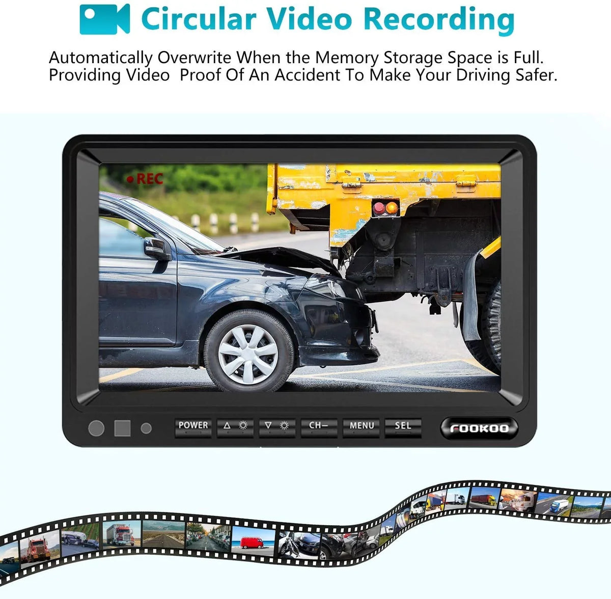Trailer(DY704) Wheel Cameras Rear Backup Reversing Monitor Camera Parking Screen with Split Moistureproof Lines View /Truck/Trailer/Bus/Semi-Trailer/Tractor/5th and System, Fookoo for 7''