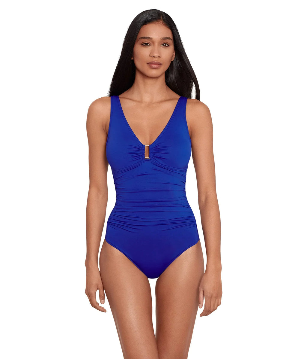 Ralph Beach 12 One-Piece Front Lauren Club Ring Underwire Royal Solids