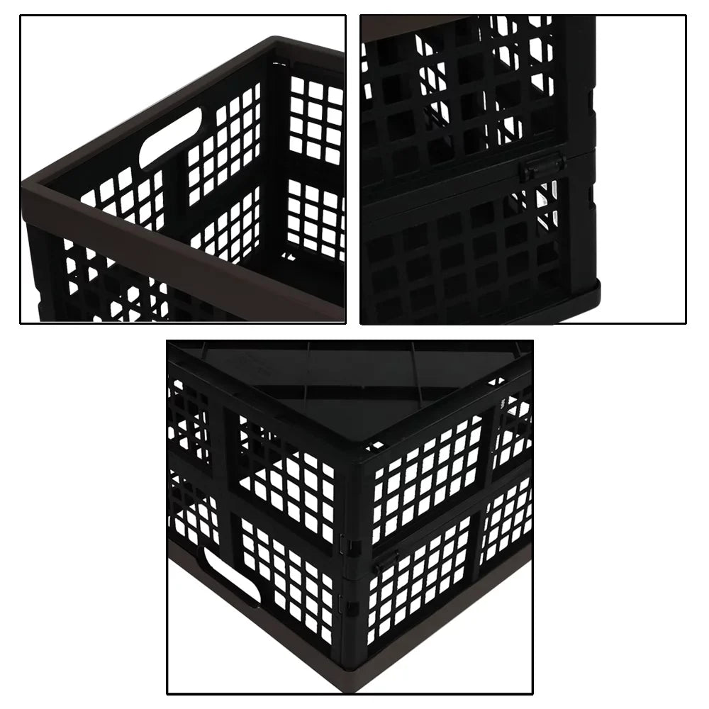 3-Pack Storage Morcte Stacking Folding 42 Collapsible Crates, Storage Plastic L Basket,