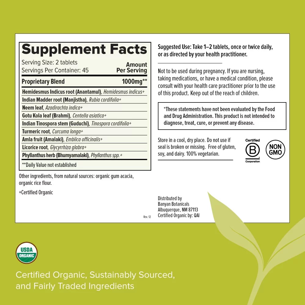 '- Supplement 90 Radiant, Skin Organic Flawless Botanicals for - Certified Tablets Healthy Daily Skin* - Banyan