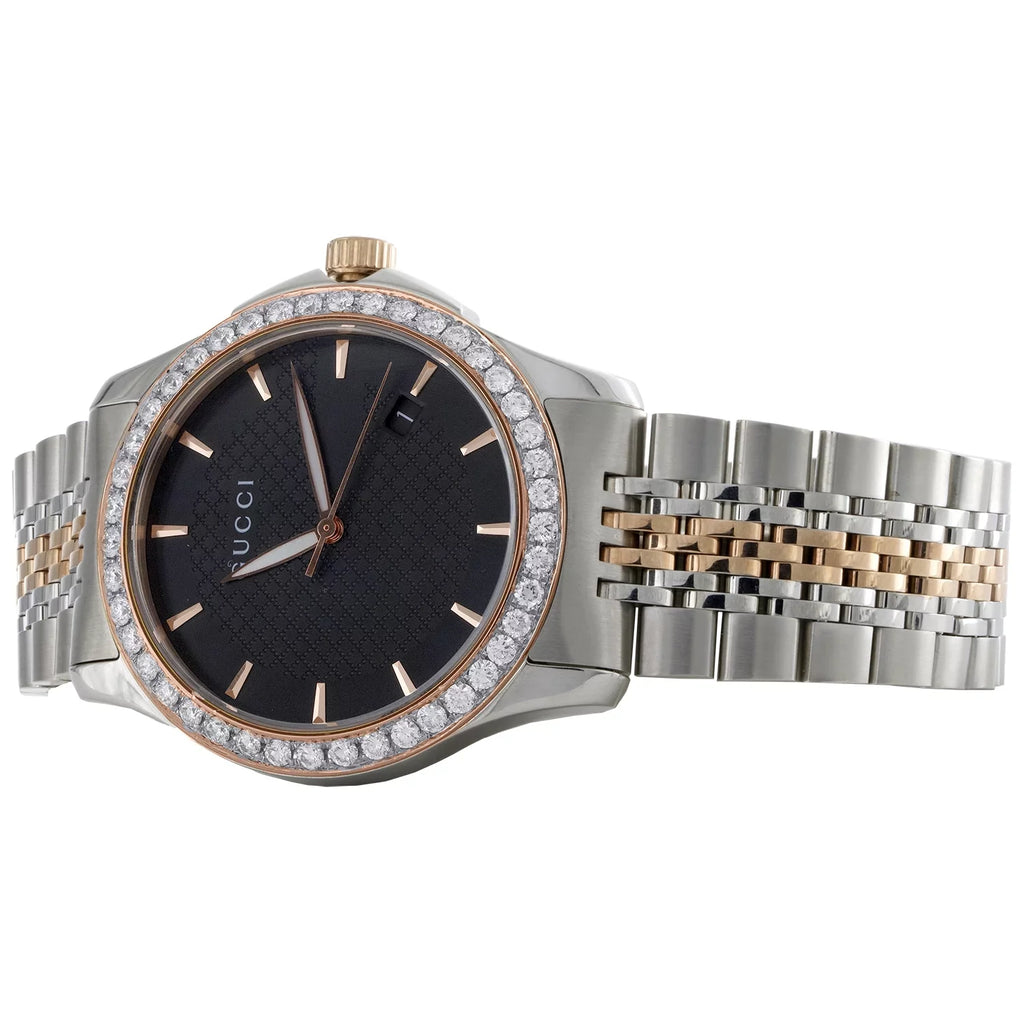 / Watch Diamond Tone Ya126410 Rose . 38mm G-Timeless Steel S. Gucci Two 2