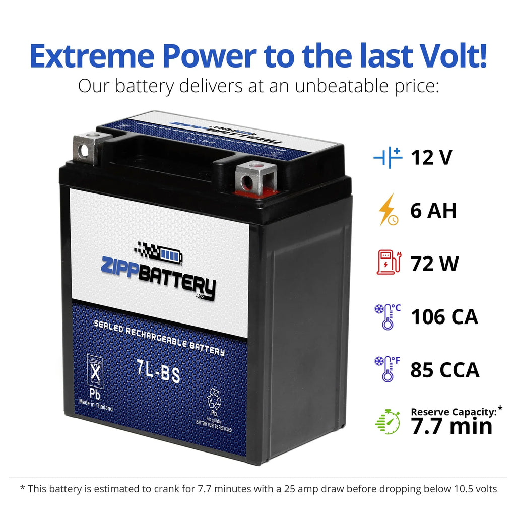 75 Battery Xt225 Ah, ) Yamaha 92-'00 (7L- Zipp 225cc Battery Motorcycle for Volt,6 Serow 12 YTX7L-