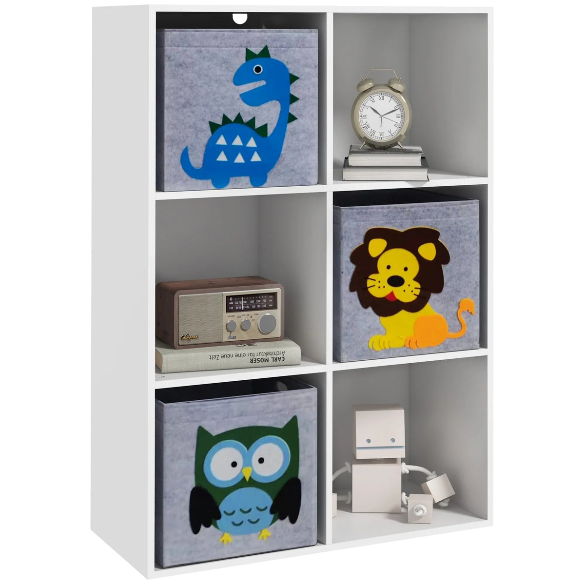 Design, Children's & Storage Qaba Storage Cute Toy White with Bins Animal 3