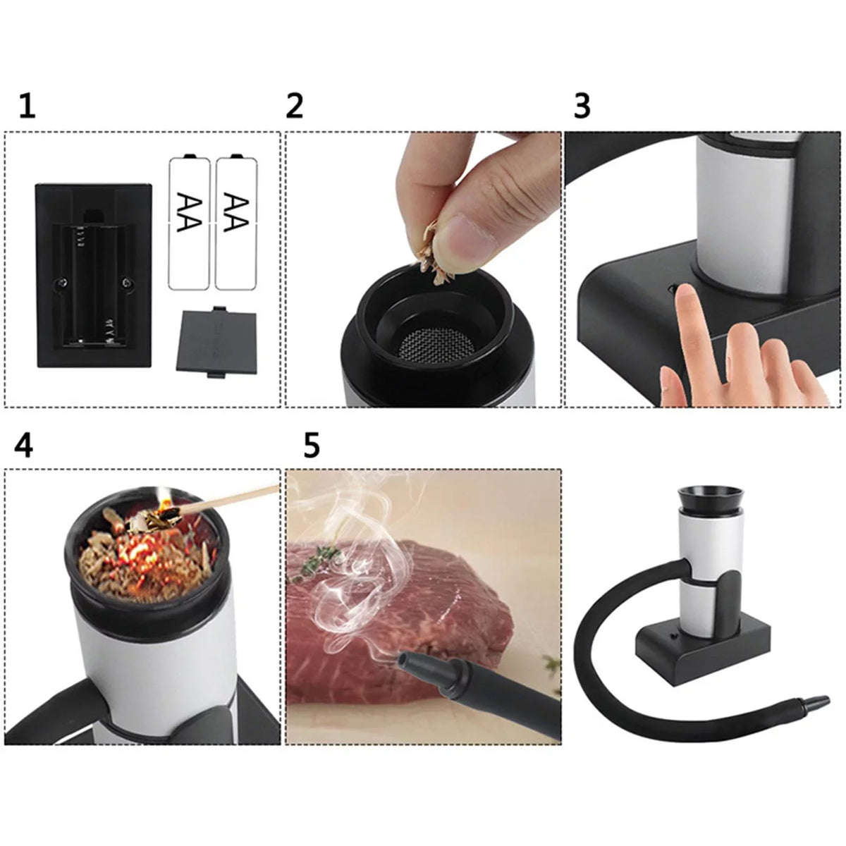 , Smoke Meat Portable Handheld for Smoke Cocktail Food Food Food , Infuser , Kitchen Cooking Mini