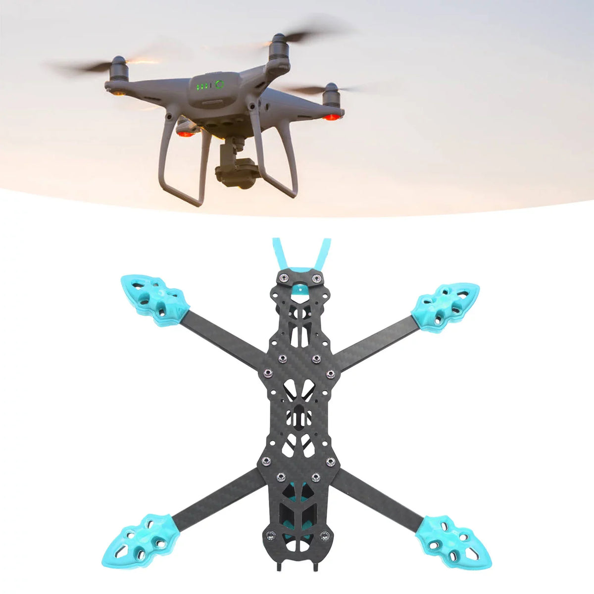 Fiber Racing Blue Quadcopter Buumin 225mm for Drone Drone Frame Carbon Frame Accessories Wheelbase Professional