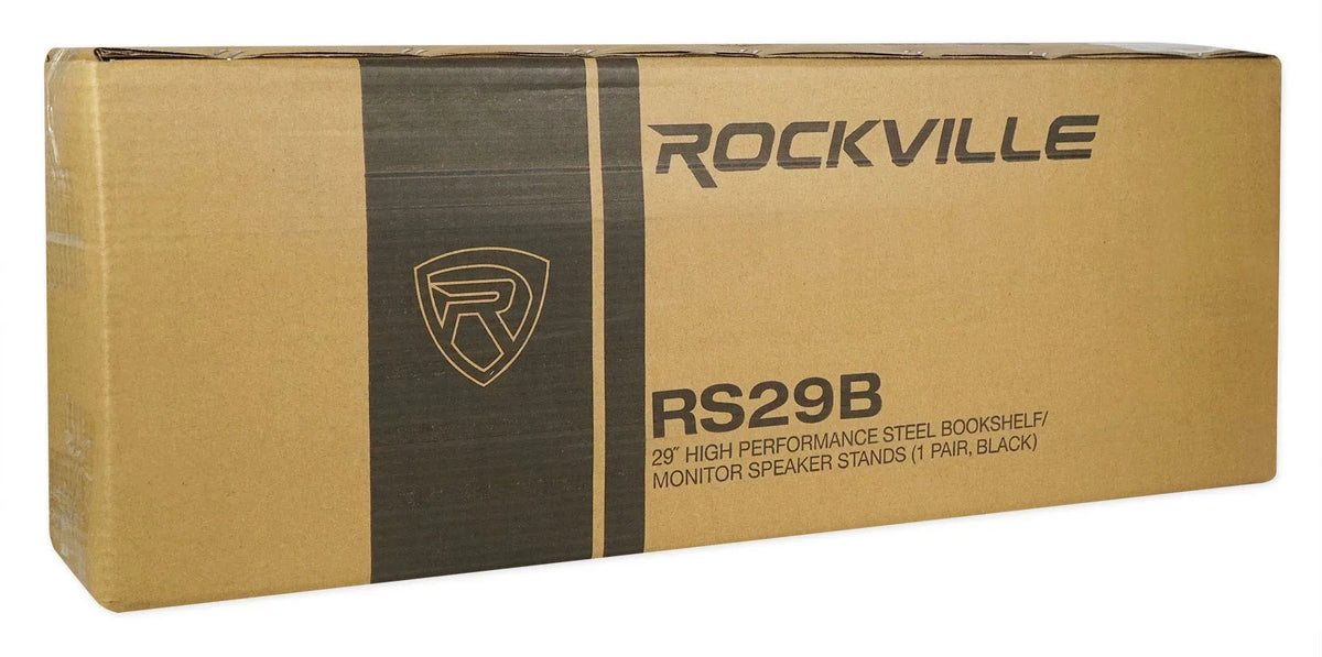 Bookshelf Studio Speaker Black Steel Monitor Stands and Rockville - 29" Pair RS29B