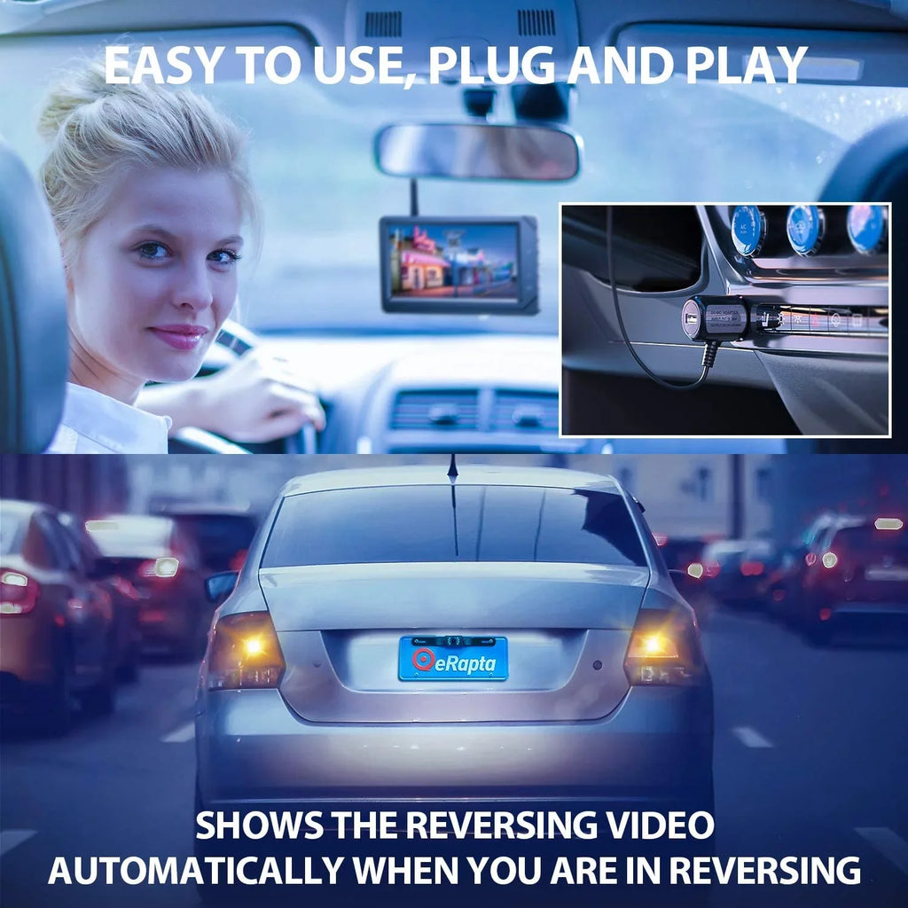 and Back Strong Camera 1080P Rear Pickup Sedans Truck Image Reversing Camera Wireless Up Monitor Parking Car for with Signal Hitch eRapta Backup ERT03 View Front